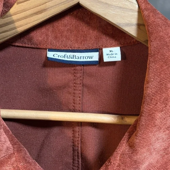 NWOT rusty orange corduroy shacket, Croft & Barrow size XL - Picture 7 of 12